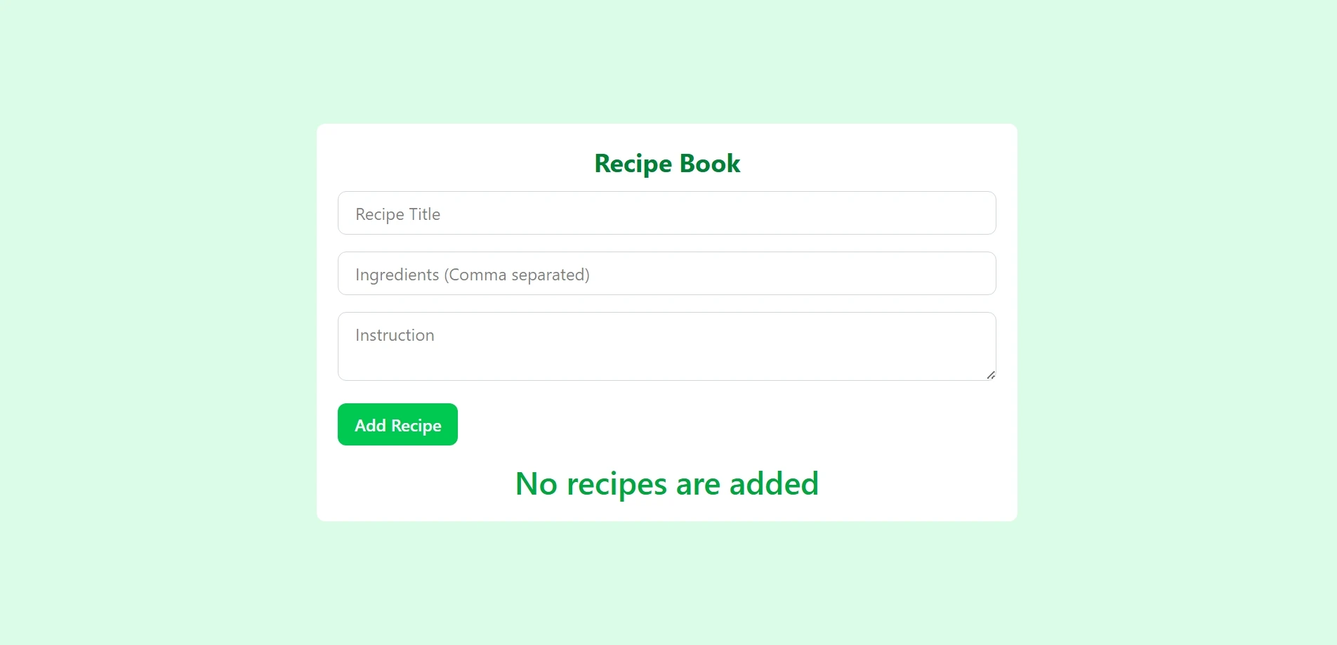 Simple Recipe Application 